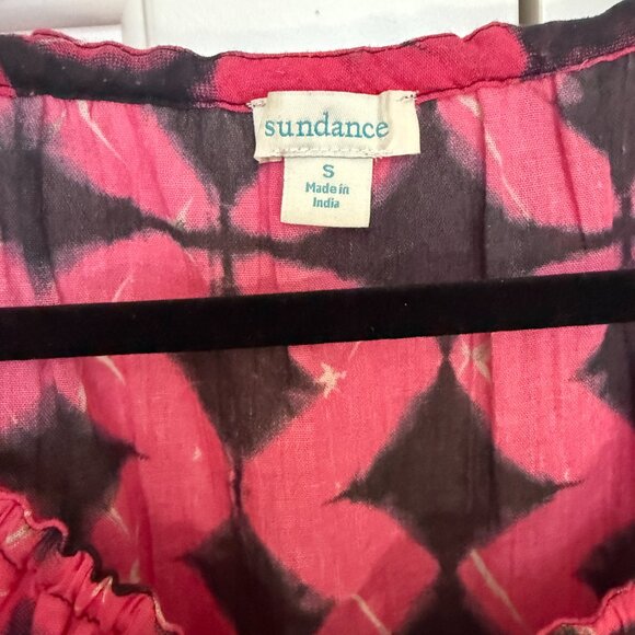 Sundance Pink and Black Peasant Top with Embroidery and Tassels - Picture 4 of 4